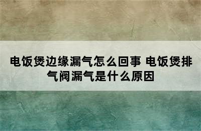 电饭煲边缘漏气怎么回事 电饭煲排气阀漏气是什么原因